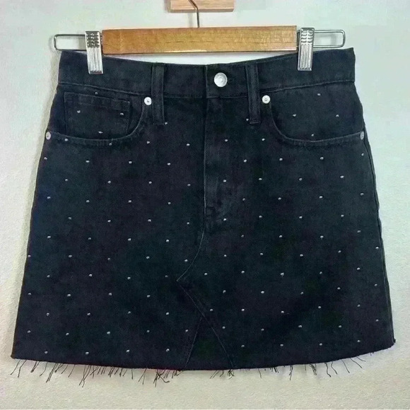 Madewell Rigid Denim A-Line Mini Skirt: Metallic Dots Edition Size 25 - Picture 7 of 15